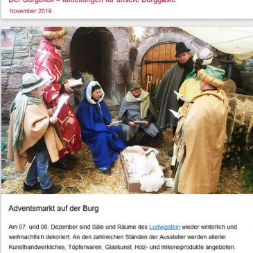 Burgblick 11/2019: 35. Adventsmarkt am 7.+8.12.2019